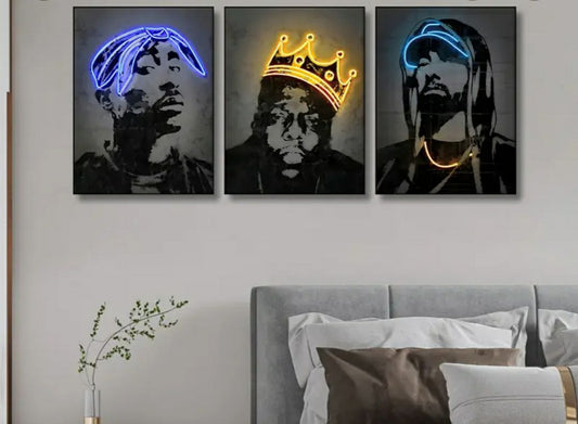 3pcs Frameless Hip Hop Legend Canvas